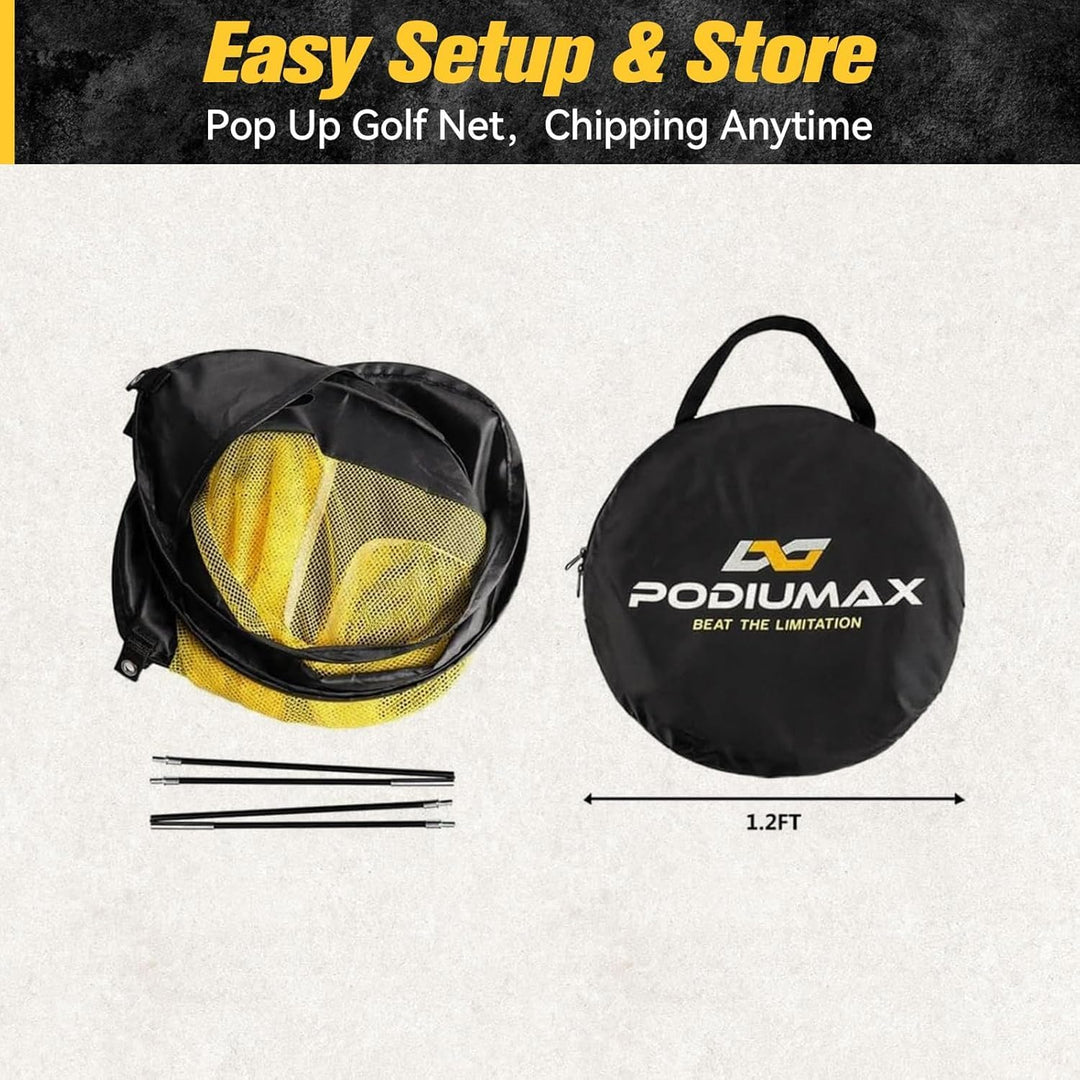 PodiuMax Golf Netz, 3x2.1M / 60x50x64CM Einfach Aufzubauendes Golfnetz Übungsnetz für Outdoor Indoor