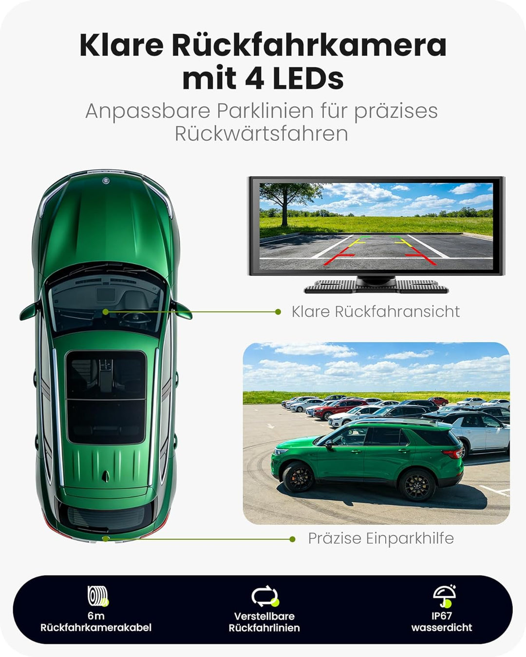 9,26" Wireless Car Play Display für Apple CarPlay & Android Auto – Tragbares Auto-Display mit Rückfa