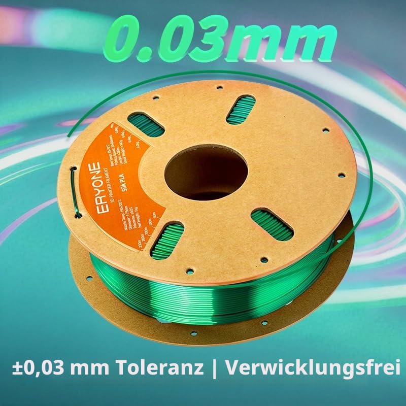 ERYONE Seiden PLA Filament 1.75mm, PLA Seiden Filament für 3D Drucker, 1.75mm +/- 0,03 mm, 1kg /Spul