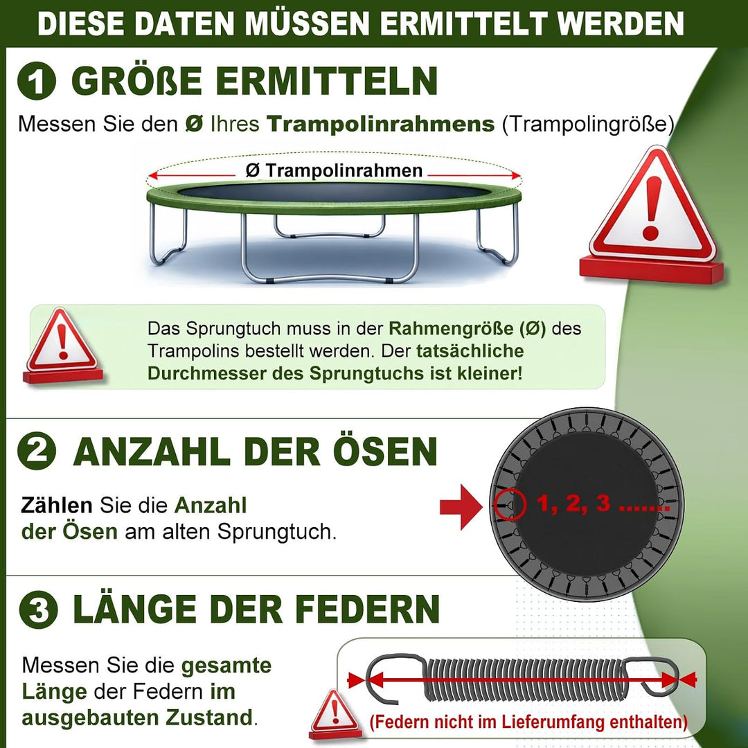 Trampolin Sprungtuch, Sprungmatte – erhältlich in vielen Grössen | Ersatzmatte, Sprungnetz, Matte re