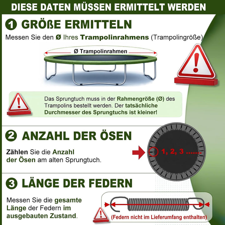 Baunsal® Trampolin Sprungtuch Ø 183 185 244 250 275 277 300 305 366 370 335 337 396 400 427 430 457