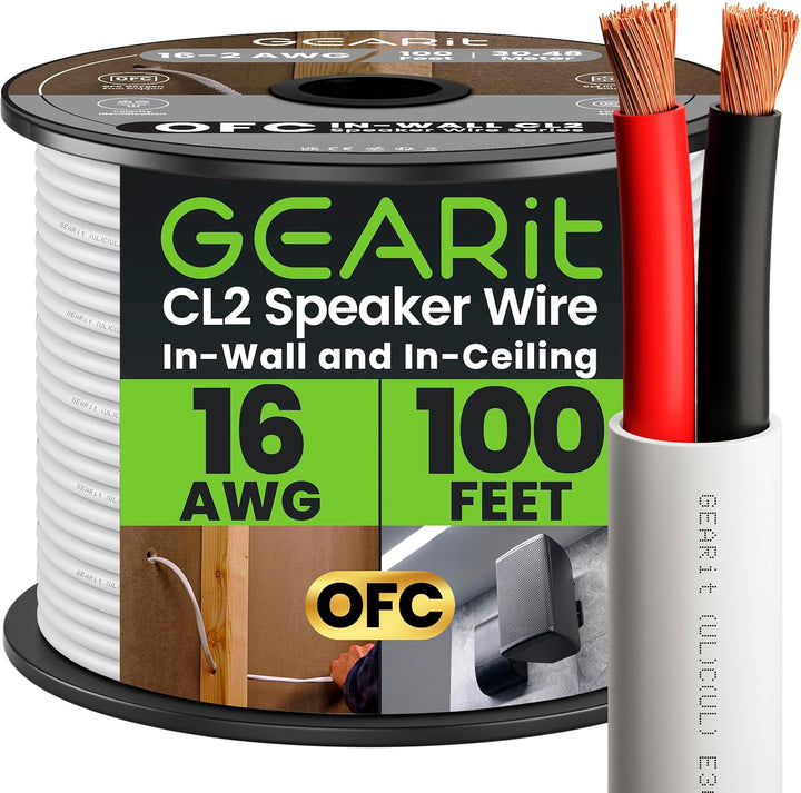 CL2 OFC Lautsprecherkabel, GearIT Pro Serie 100' 16 AWG, 100' 16 AWG
