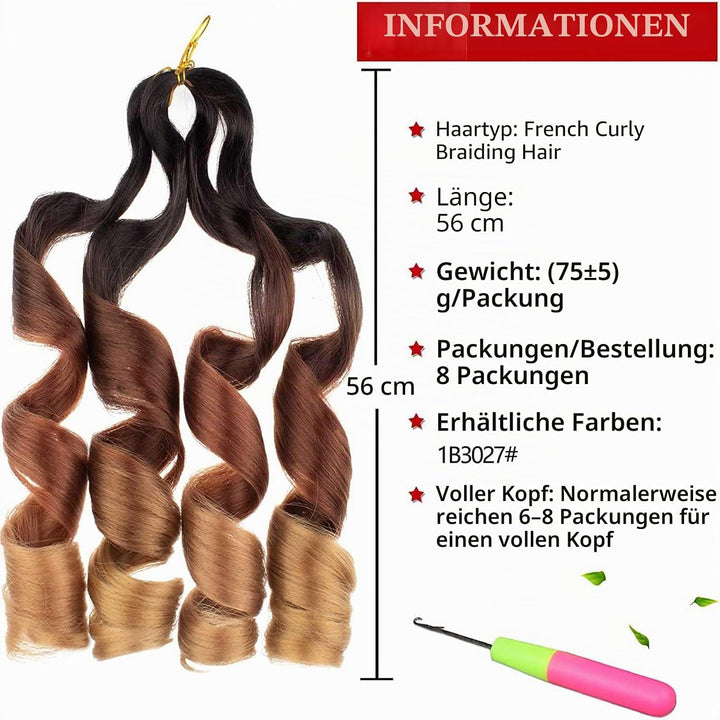 Xtrend 8 Packs French Curls Braiding Hair 22 Inch Pre Stretched Loose Wave Bouncy Braiding Hair Curl