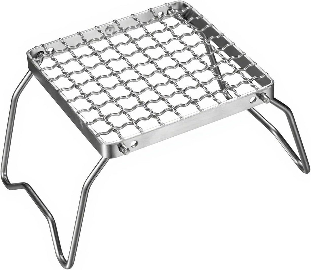 Campinggrills, Klappbarer Grillrost, 16 x 16 cm Lagerfeuergrill, tragbarer Lagerfeuergrill, silberfa