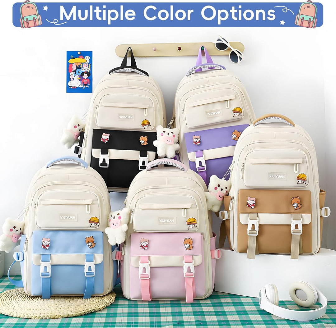 Tanou Schulranzen Mädchen 4-teilig, Schultasche Kinder Rucksack Schule Teenager 3.-7. Klasse, Stilvo