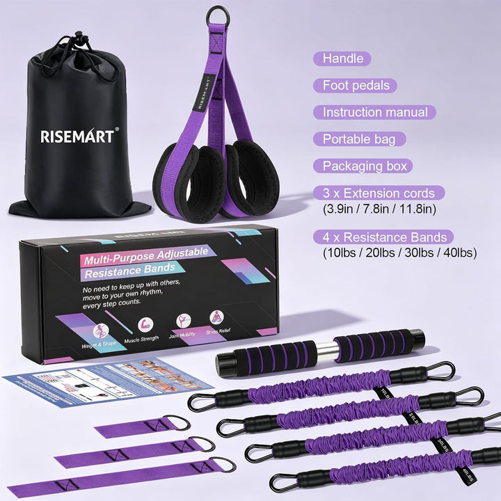 Multifunktionales Zugseil für Fitness, Abnehmen, Workout, Yoga Violett, Violett