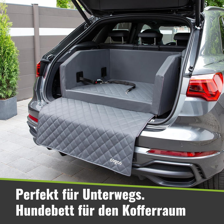 CopcoPet - Travel Bed Hundebett für Kofferraum 90x70x38cm Kunstleder - Kofferraumschutz Hund wassera