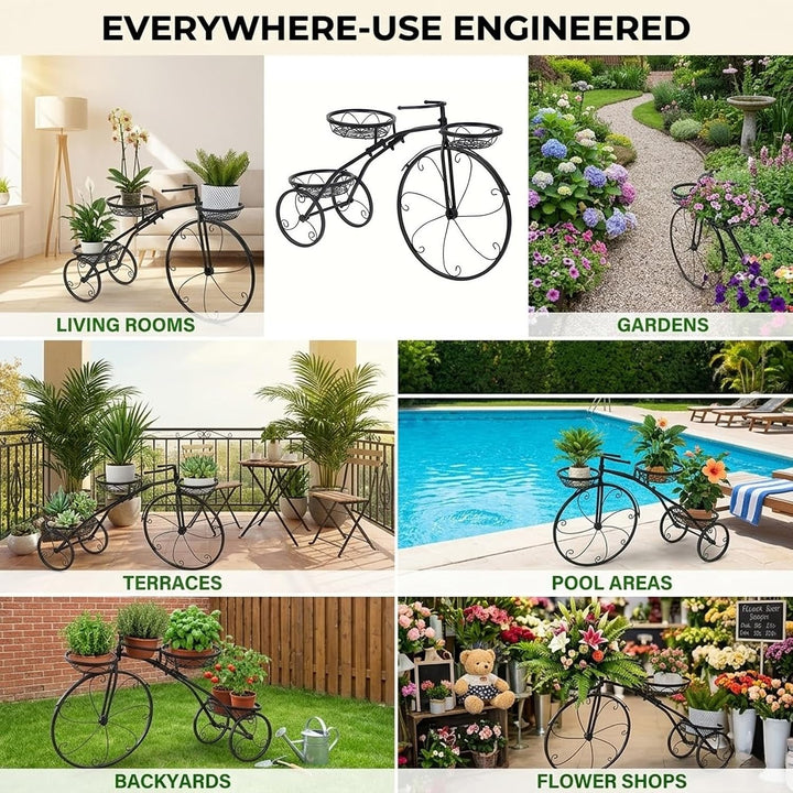 Esenlong Metall Pflanzenständer Fahrrad Retro,Blumenständer mit 3 Körben