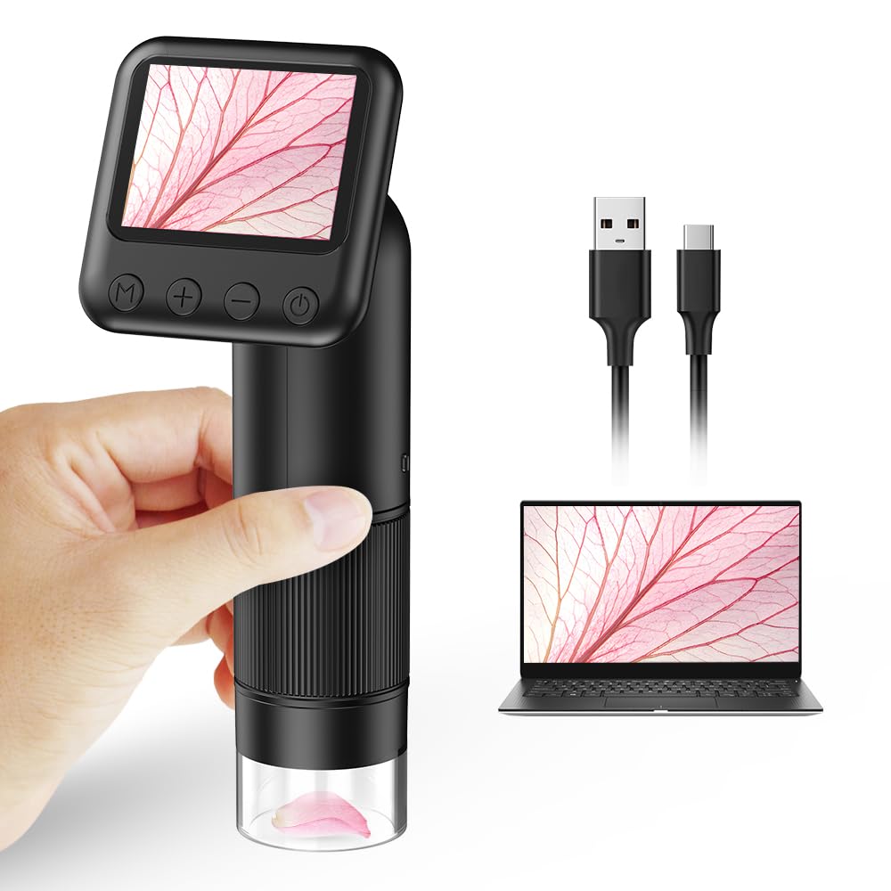 LCD Digital Handheld Microscope, 800x Portable Pocket Microscope for Kids with LED Lights, Electroni