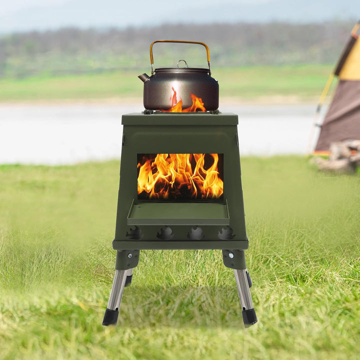 Zeltkocher,Raketenofen Outdoor Klappriger Campingkocher mit 16 BelüFtungslöChern für Holz Holzkohle