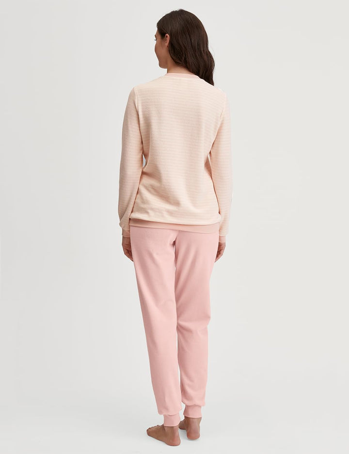 CALIDA Soft Dreams Bündchen-Pyjama Damen, Frottee-Qualität aus Baumwollmix 36-38 Pearl Blush, 36-38