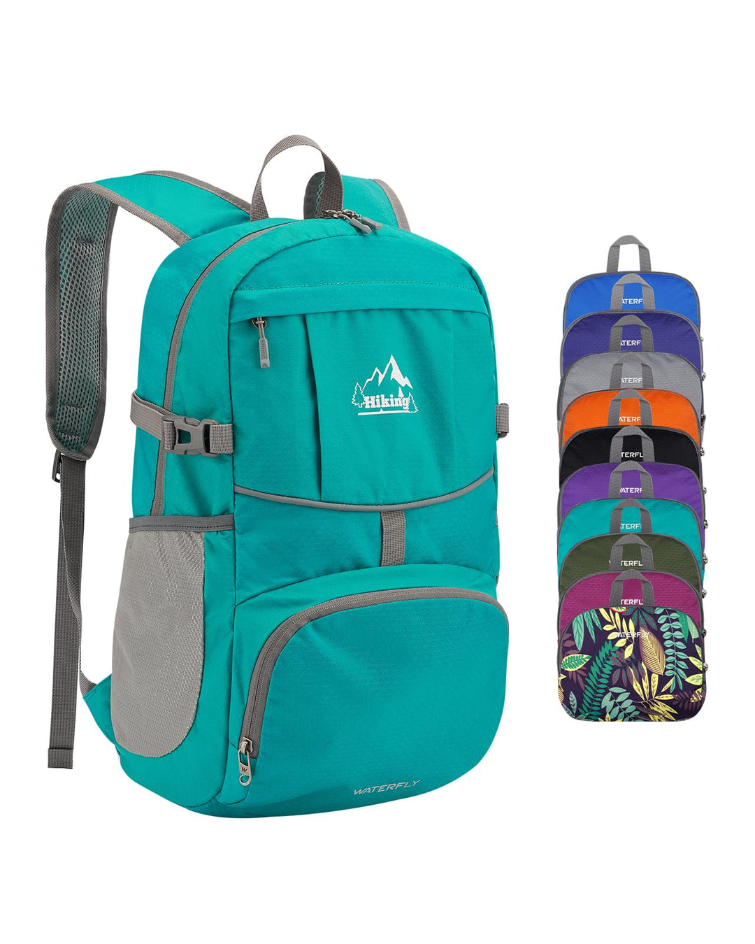 WATERFLY Faltbarer Rucksack Ultraleicht Wanderrucksack: 25L Leichter Tagesrucksack Sportlich Packabl