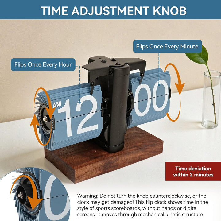 HERCHR Flip-Schreibtischuhr, Retro-Digital-Flip-Down-Uhr, Retro-Flip-Uhr, Automatische mechanische S