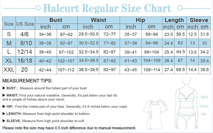 Halcurt UV Shirt Damen Kurzarm Rash Guard UPF 50+ Schwimmshirt Schnell Trocknender Badeshirt M-XXL X