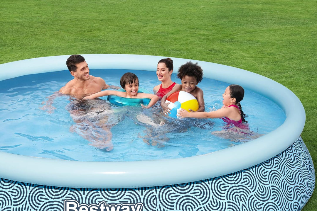 Bestway Fast Set Aufstellpool-Set mit Filterpumpe, Ø 457 x 84 cm, 9.677 Liter, TriTech-Material, Gra