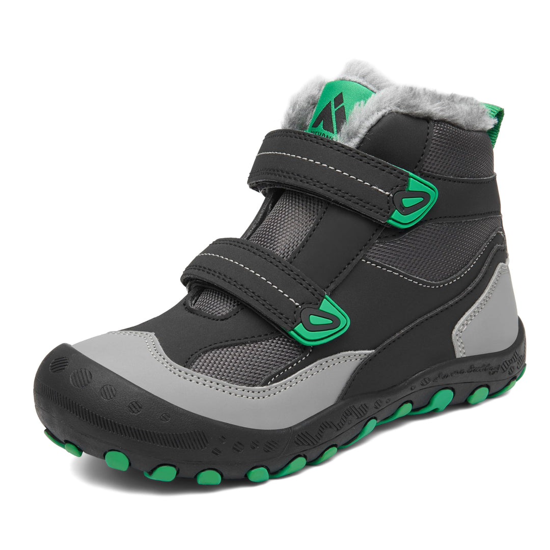Mishansha Kinder Outdoor Winterschuhe Warm Gefüttert Winterstiefel, Gr.24-38 24 EU Öl Schwarz, 24 EU