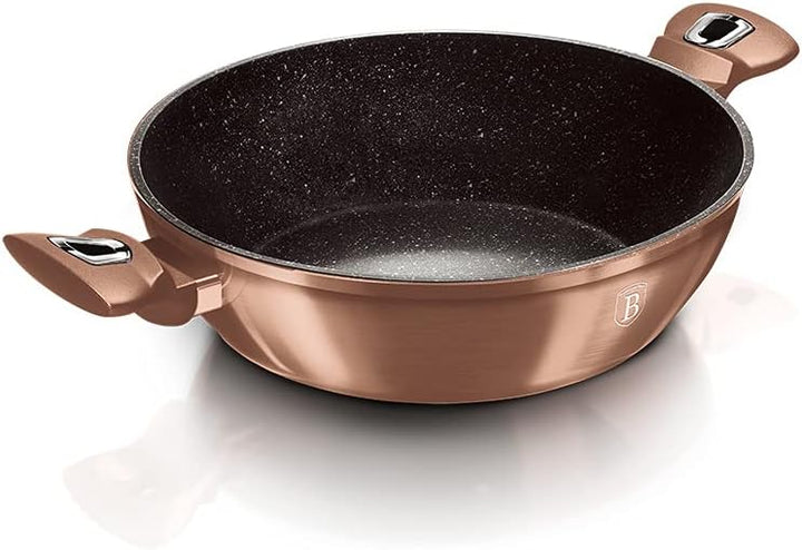 Steinpfanne mit Glasdeckel Rosegold Collection Kupfer 28 cm - BH-1519 Rose Gold, Rose Gold