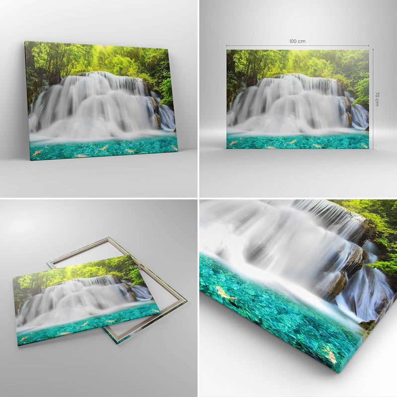 ARTTOR Bilder auf Leinwand 100x70cm Leinwandbild Park natur landschaft Gross Wanddeko Bild Schlafzim