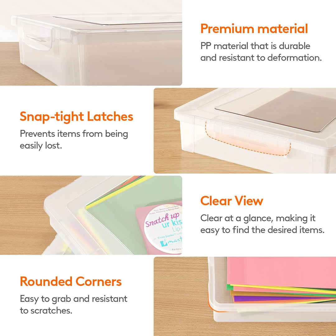 Lifewit 2 Pack Mehrzweck-Aufbewahrungsbox aus Kunststoff mit verriegelbaren Deckeln, A4 Papieraufbew