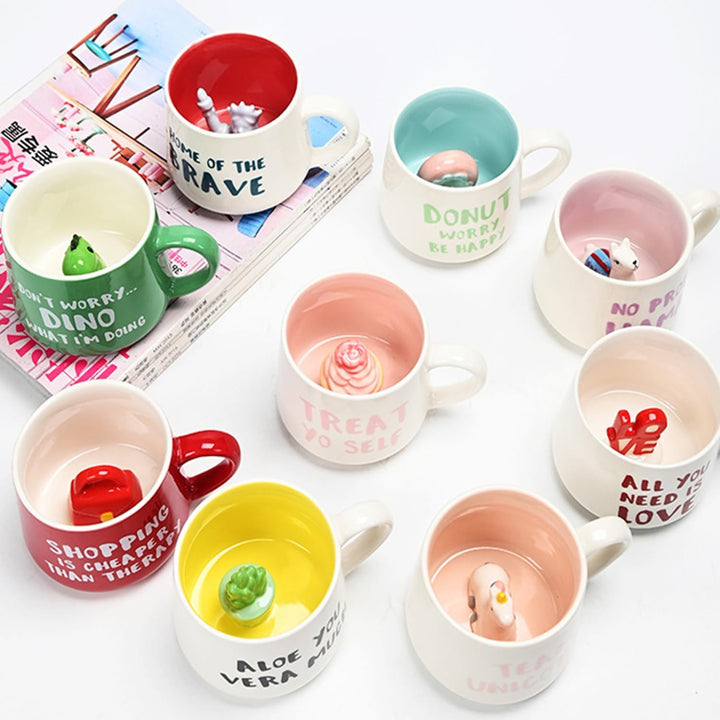 Disoza Dino Tasse Dinosaurier 3d Tassen Geschenke für Frauen Dino Becher Süsse Tasse mit Figur Innen