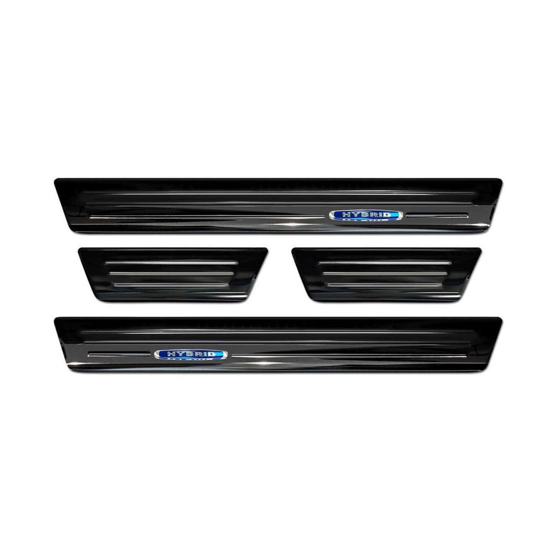 Black Inox door sill protectors compatible with Toyota Yaris IV Hatchback 2020- 'Hybrid' - 4-pieces