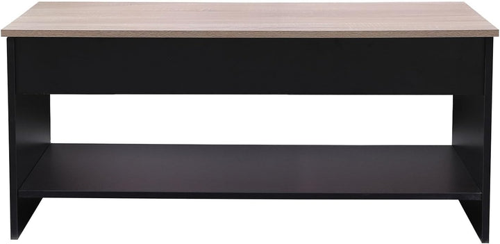 Happy Garden Couchtisch mit hochklappbarer Platte Schwarz und Holz Hedda