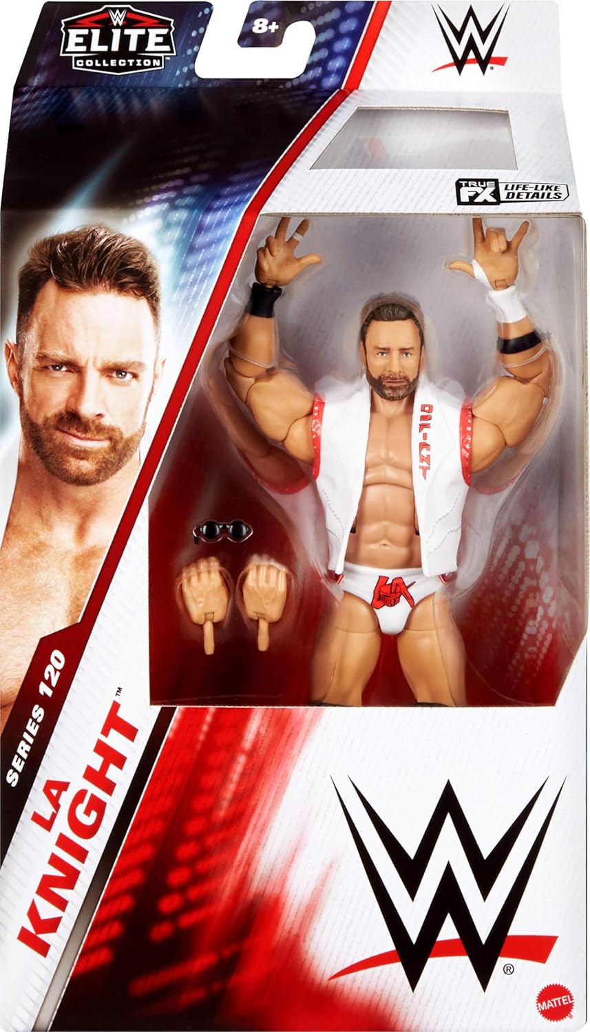 Mattel WWE Elite Actionfigur & Zubehör, Serie #120, 15,2 cm grosses Sammlerstück LA Knight mit 25 Ge