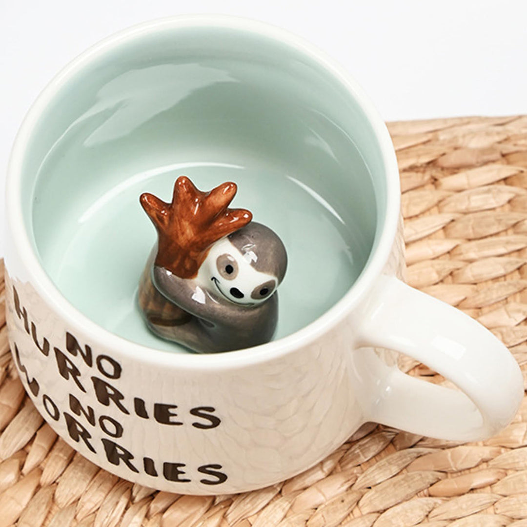 Disoza Faultier Tasse 3d Tasse Geschenke für Frauen Cute Mug Süsse Porzellan Kaffee Tasse mit Faulti