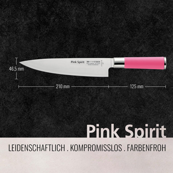 F. DICK Pink Spirit Kochmesser (Klingenlänge 21 cm, Küchenmesser aus hochlegiertem Edelstahl, Klinge