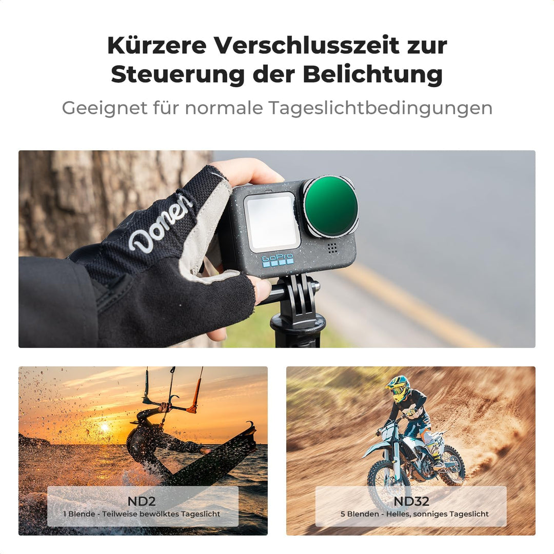K&F Concept Variable ND2-32 Filter Kompatibel mit GoPro Hero 13 Schwarz, Neutraldichte Zubehör Light