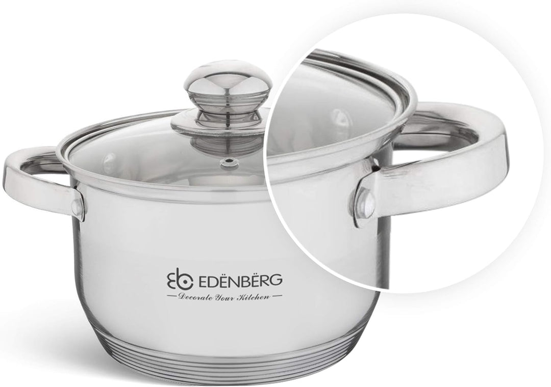 B EDENBERG Decorate Your Kitchen TBA EB-4009 10-teiligTopfset aus Edelstahl, Ideal für Gas, Elektro,
