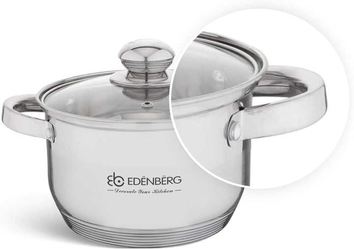 B EDENBERG Decorate Your Kitchen TBA EB-4009 10-teiligTopfset aus Edelstahl, Ideal für Gas, Elektro,