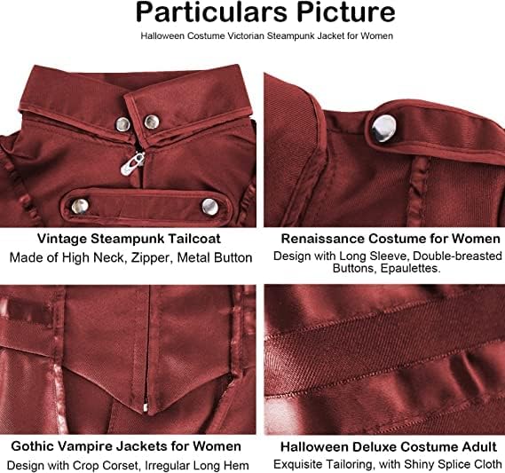 Damen Steampunk Vintage Frack Jacke Unregelmässiger Saum Gothic Kleidung Viktorianischer Gehrock Lan
