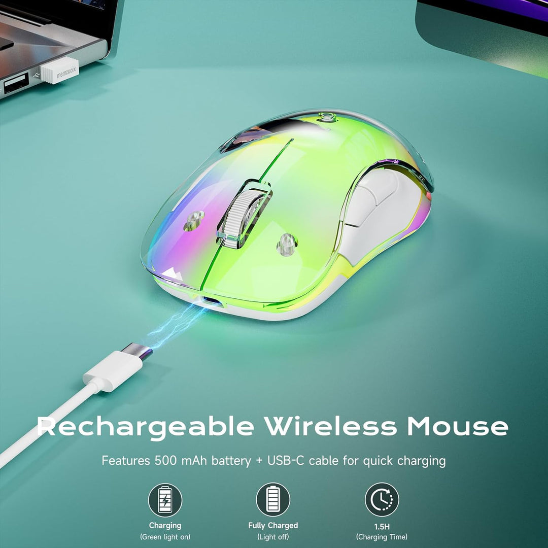 memzuoix LED Kabellose Maus – Wiederaufladbare 2.4G Optische Maus mit Magnetischer Abdeckung, Sanfte