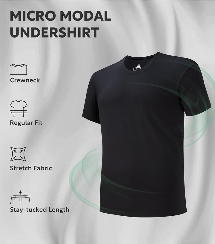 DAVID ARCHY Herren Unterhemden Business aus Micro Modal Tshirt Seidig Glatt Weich Kurzarm Atmungsakt
