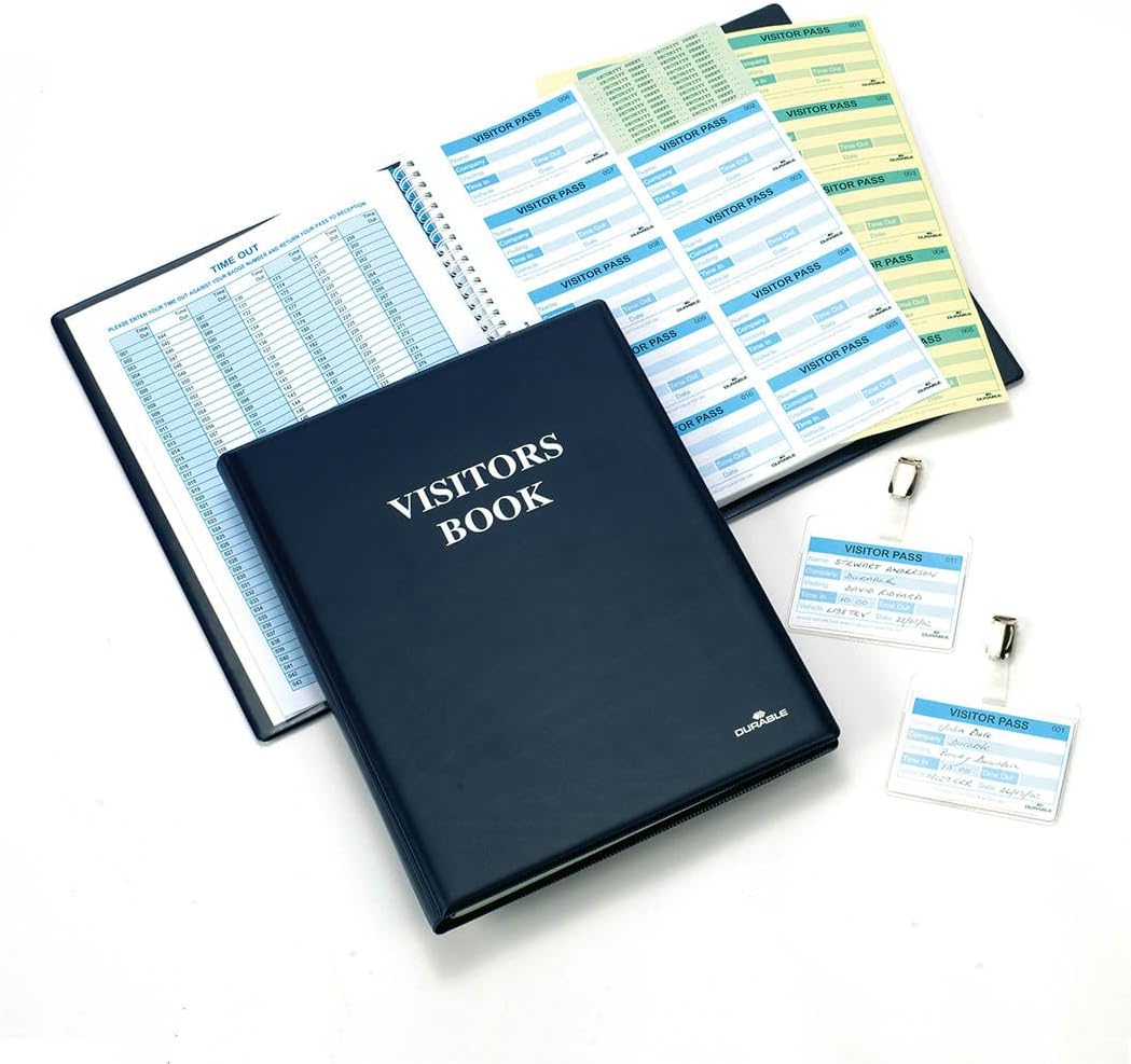 Durable Besucherbuch Leder-Optik 300 Namensschilder 90 x 60 mm 300 Badge, 300 Badge