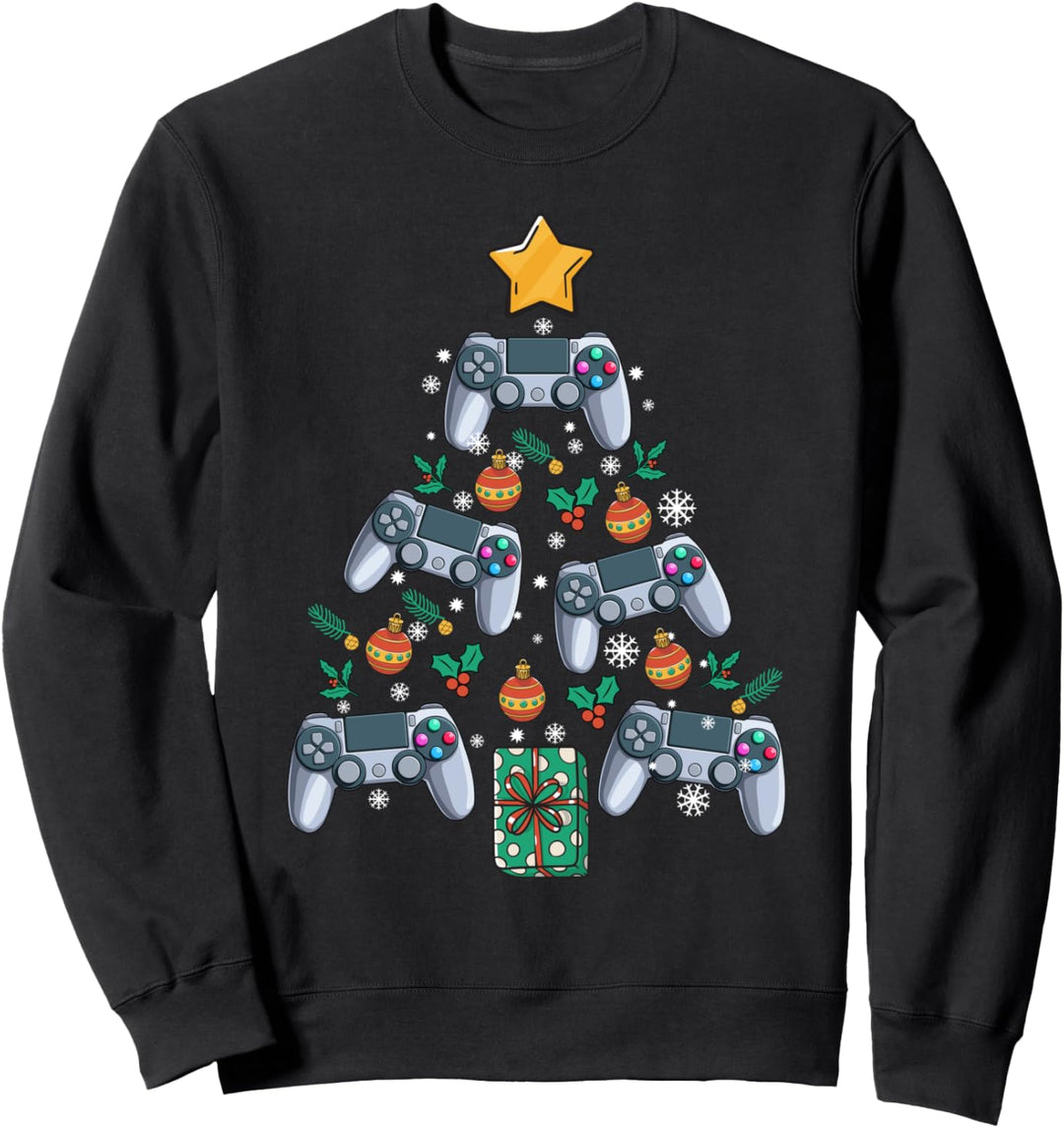 Video-Controller Weihnachtsbaum Lustiger Video-Gamer Weihnac Sweatshirt