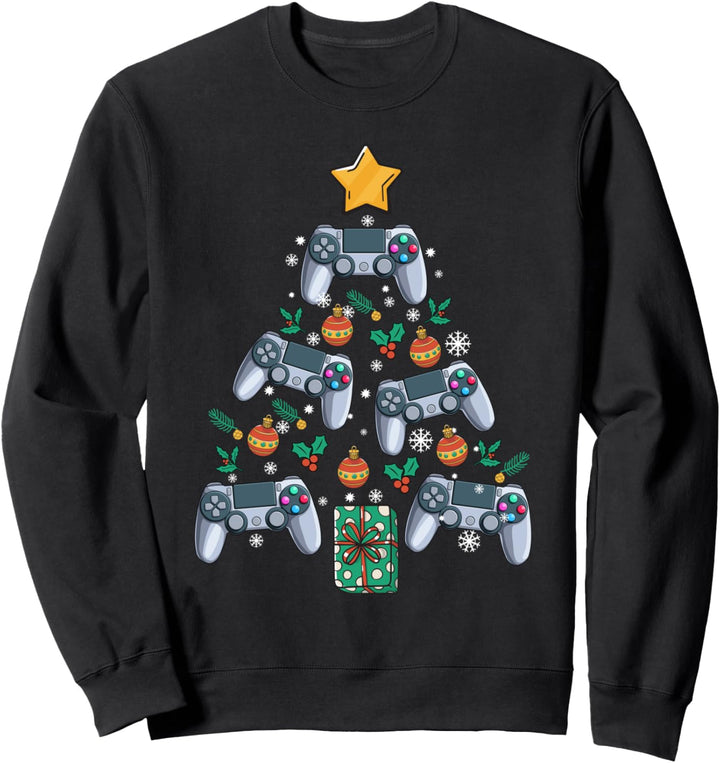 Video-Controller Weihnachtsbaum Lustiger Video-Gamer Weihnac Sweatshirt