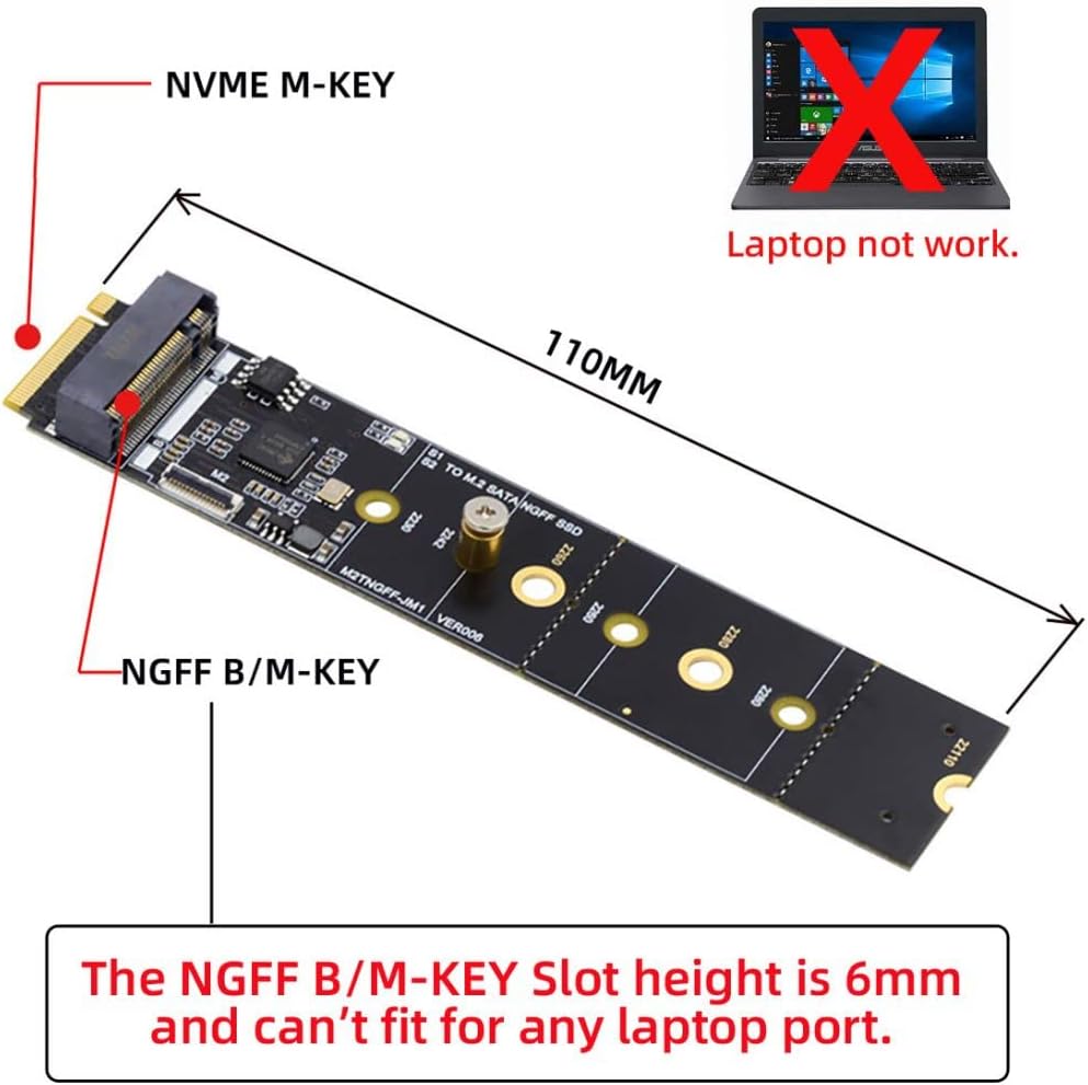 chenyang M.2 SSD SATA NGFF B+M Key auf NVME M-Key Erweiterungskarten Konverteradapter JMB582 Chipsat