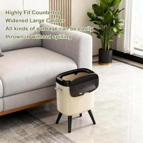 VBESTLIFE Hochbeiniger Mülleimer mit Rädern, 3,96 Gallonen/15 L, Schmales Design mit Deckel, Rollend