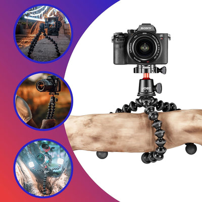 JOBY GorillaPod 3K Pro Kit, Flexibles Profi-Stativ aus Aluminium mit Kugelkopf, QR-Platte, Made in I