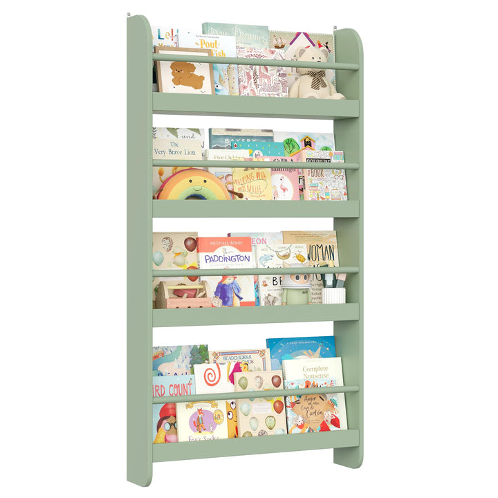 FOREHILL Bücherregal Kinder, Wandregal mit 4 Ablagen, Kinderregal für Bücher Spielzeug, Hängeregal D