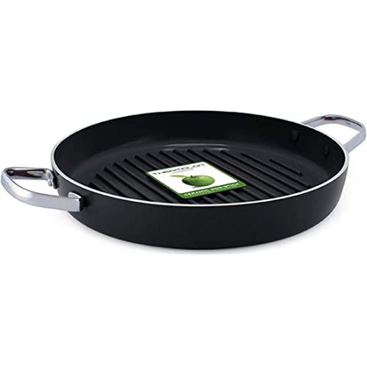 GreenPan Essentials Runde Grillpfanne (28 cm), gesunde keramische Antihaftbeschichtung, PFAS-frei, i