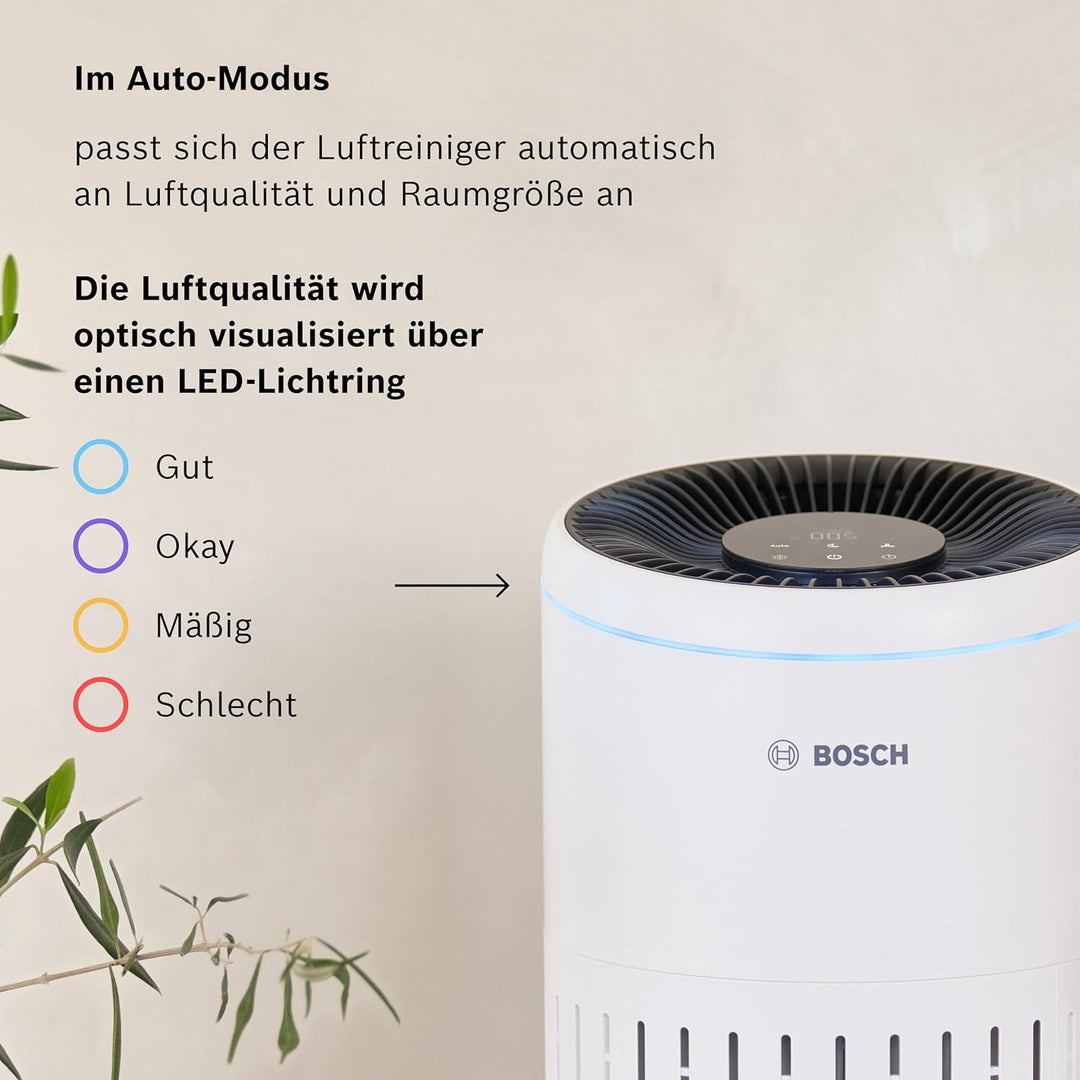 Bosch Air 2000, Luftreiniger für bis zu 37,5 m² entfernt 99,9% aller Verschmutzungen, 3in1 Filter in