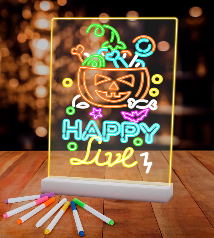 LED Notiztafel mit Farben, Leuchtendes Zeichenbrett für Kinder Acryl Notiztafel mit 7 Farben Stift -