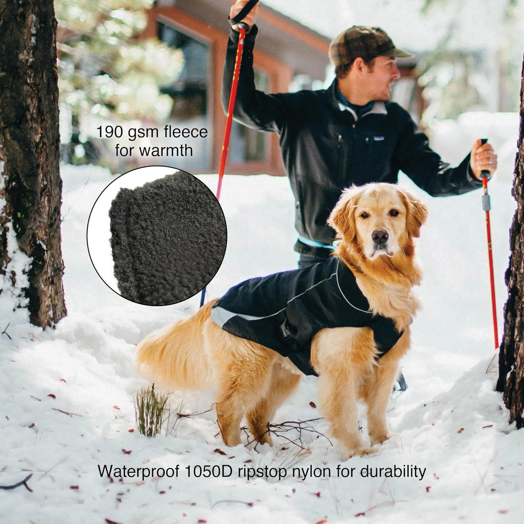 Kurgo North Country wasserdichter Hundemantel, Mit Fleece-Futter, LED-Licht für Nachtsichtbarkeit, G