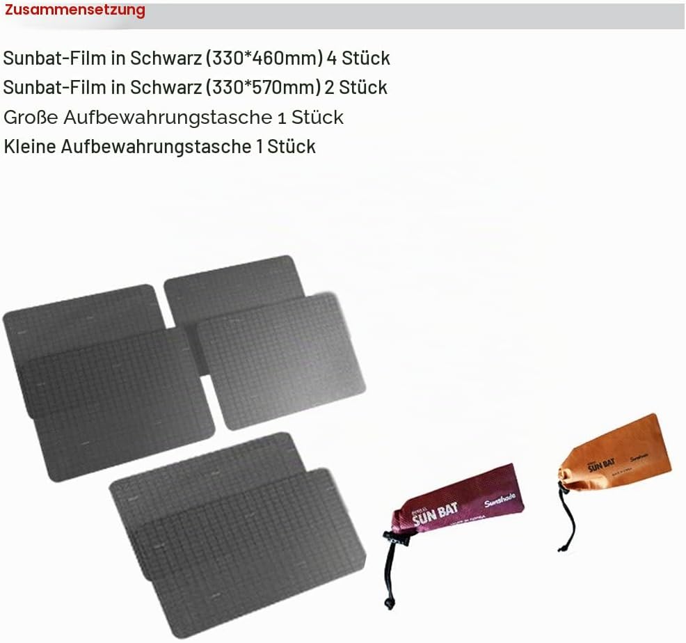 Sun Bat Statisch haftende Auto-Sonnenschutzfolie 6-er Packung Die einzige zertifizierte Autofenster-