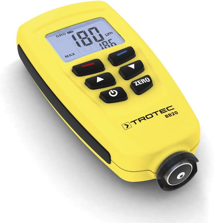 TROTEC Lackmessgerät BB20 – Lackschichten Messgerät für Auto – Messbereich 0 bis 1.250 µm, Speicher