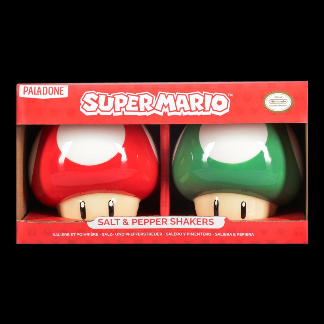 Super Mario Brothers Pilz- und Pfefferstreuer, offizielles Lizenzprodukt, Nintendo rot und grün, 1-U