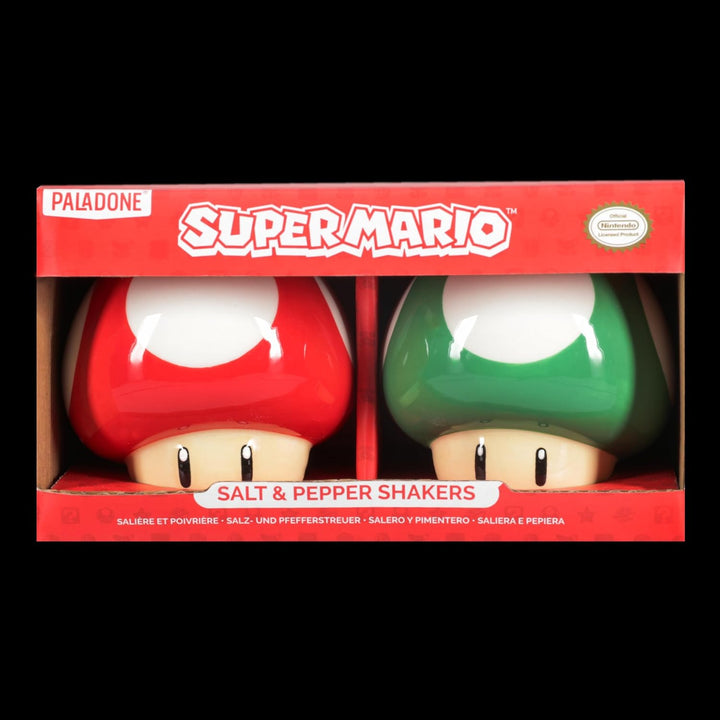 Super Mario Brothers Pilz- und Pfefferstreuer, offizielles Lizenzprodukt, Nintendo rot und grün, 1-U